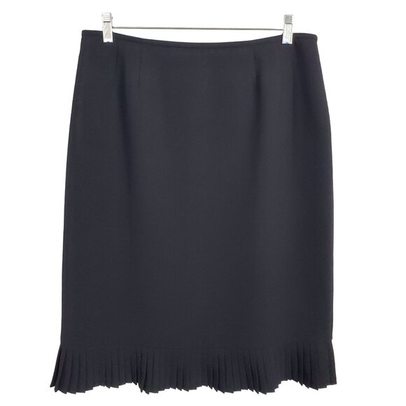 Le Suit Dresses & Skirts - Le Suit Collections Sz 14 Skirt Flirty Pleated Trim Hem Lined Midi Formal Black